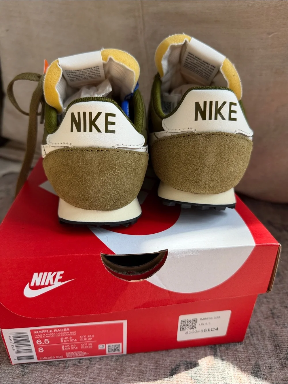 Nike Olive Green and White Waffle Racer Sneakers Moon shoes